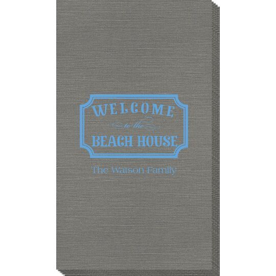Welcome to the Beach House Sign Bamboo Luxe Guest Towels